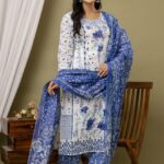 ROOH Women's Cotton Printed Straight Kurta with Pant and Dupatta Set