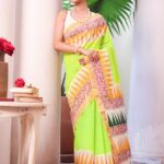 Kerala Cotton Hand Block Printed Saree