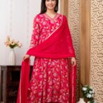 Women's Floral Print Anarkali Kurta Set