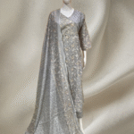 Women's Elegant Angrakha Style Cotton Kurti Dupatta Pant Set.